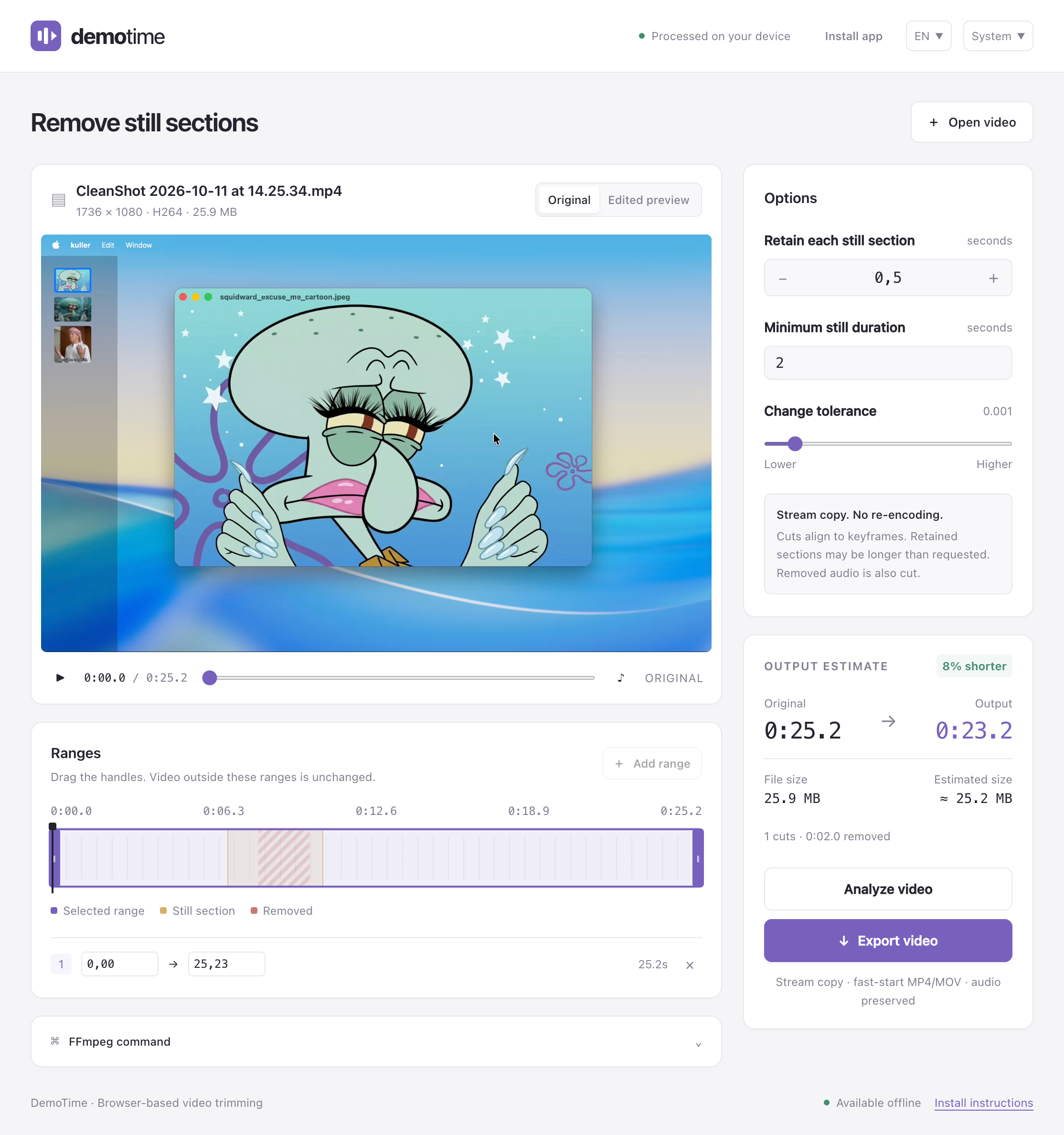 demotime web app screenshot