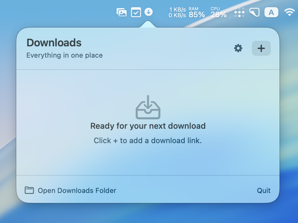 tricklebar menu app screenshot